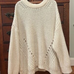 American Eagle Outfitters Cream Crew Neck Sweater